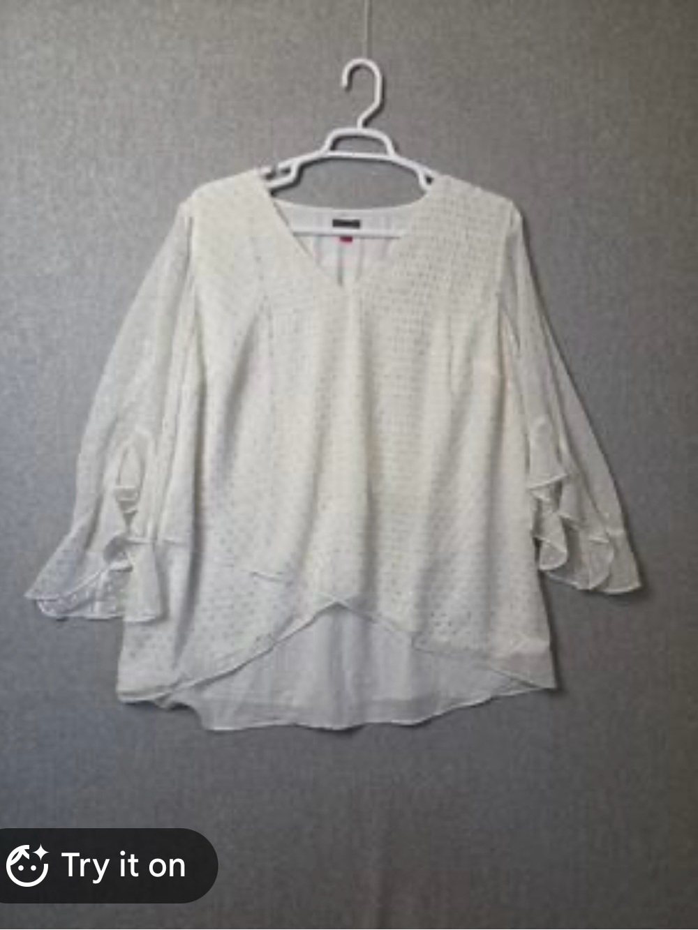Vince Camuto Ivory Layered V-Neck Bell Sleeve Blouse